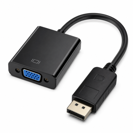 محول وعرض فيديو عالي الجودة - كابل تحويل من ديسبلاي بورت (DisplayPort) إلى فيجا (VGA) - تصميم أسود مرن لنقل إشارة رقمية واضحة