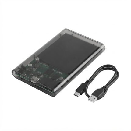 علبة هاردسك خارجي شفافة 2.5 بوصة - كفر هارد ديسك SATA إلى USB مع كابل نقل بيانات، متوافقة مع الأجهزة الذكية والكمبيوتر
