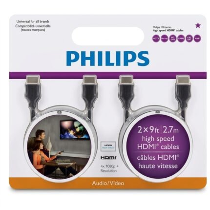 طقم كابلات HDMI عالية السرعة من فيليبس Philips 150 Series (قطعتان - طول 2.7 متر)