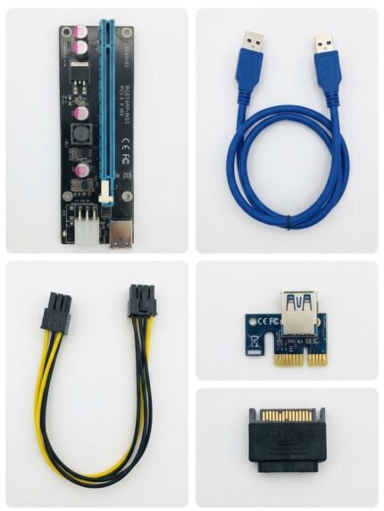 رايزر كارت شاشة PCE164P-N03 PCI-E 1X to 16X مع كابل USB 3.0 ووصلة باور
